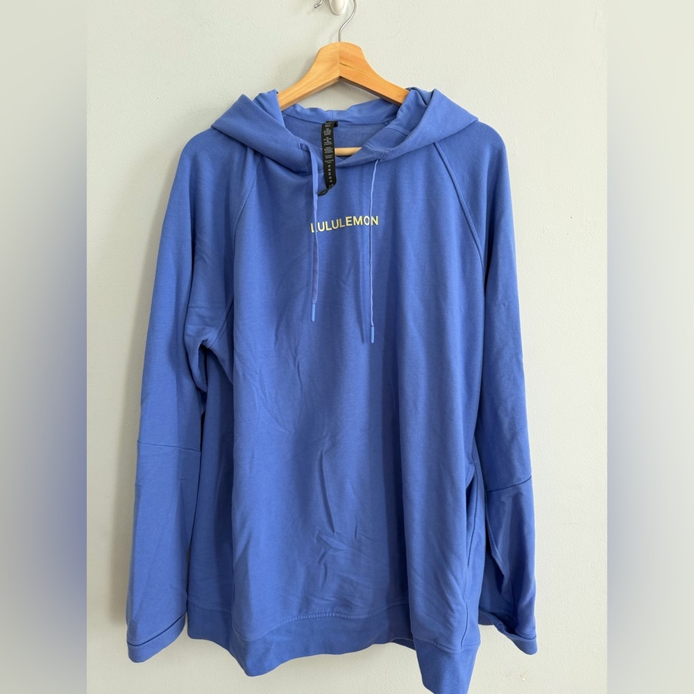 Lululemon Men’s City Sweat Pullover Hoodie Spellout Logo Indigo Blue XL